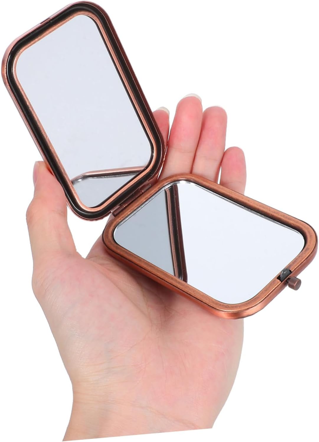 VICASKY 1pc Vintage Double-Sided Pocket Makeup Mirror Foldable Portable Cosmetic Mirror for Travel Chic Design for Women Lightweight Handheld Accessory image 4