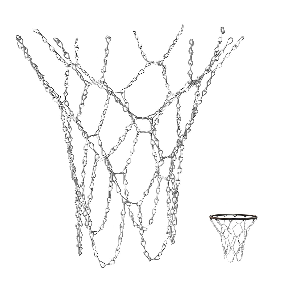 Riven Rete da basket, catena in acciaio di ricambio, 50 cm, in lega, per interni ed esterni, zincata, spessore 3 mm, resistente alla ruggine