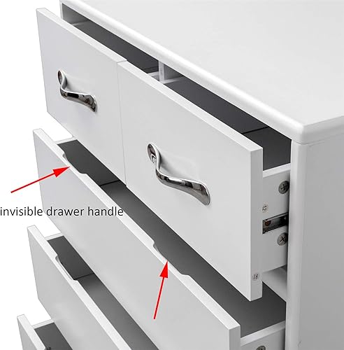 Miniatura 7 de RASOO Cómoda con 6 cajones, cómoda de almacenamiento, mesita de noche para sala de estar (6 cajones, blanco)