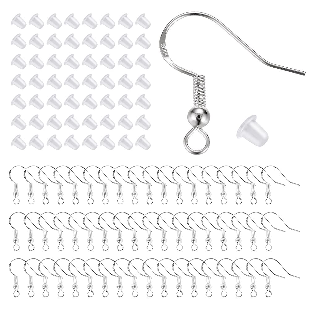 100 Crochets D'oreille Hypoallergéniques En Acier Inoxydable - Or Et Argent, Taille 18x15mm - Pour Création Bijoux DIY