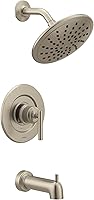Vista 2 de Moen Gibson T3003EPBN T3003EPBN - Moderna moldura para bañera y ducha de 8 pulgadas, requiere válvula, níquel cepillado, T3003EPBN