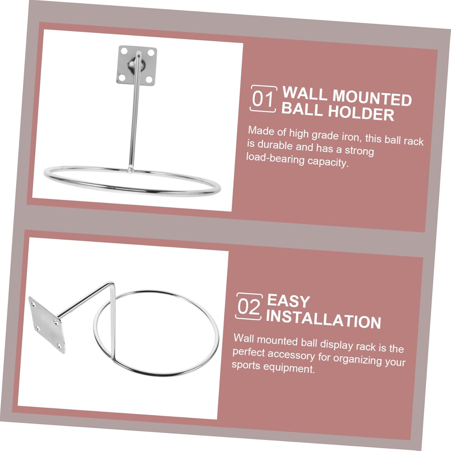 6pcs Wall Mounted Basketball and Football Holder Racks Display Stands for Organizing and Hats Easy Installation for Home Sports Storage