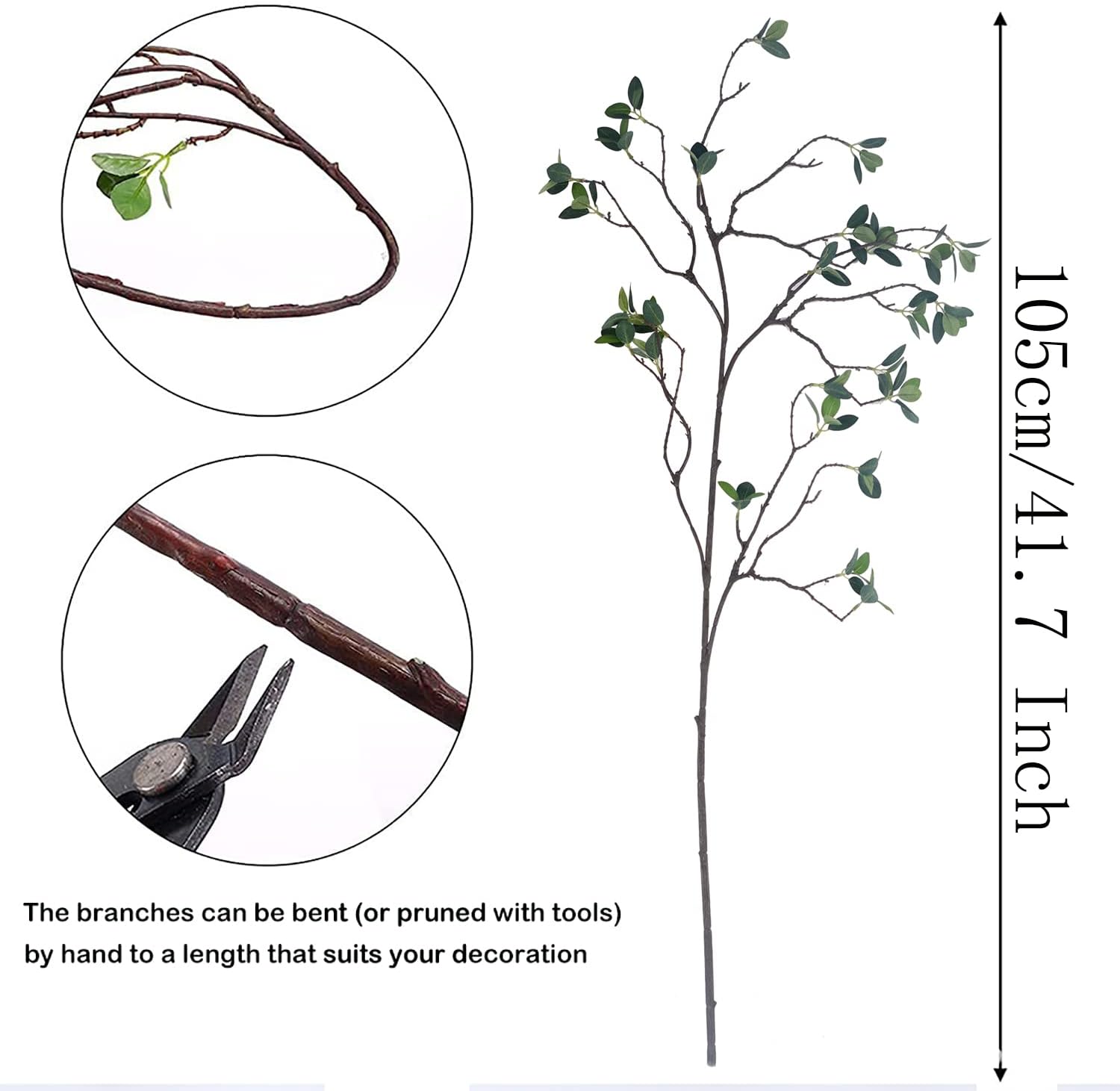 SzJias Artificial Branches for Vase Faux Stems Greenery Plant Stems for Vase Fake Tree Branches (6 Branches, 41.7 inch/Branches)