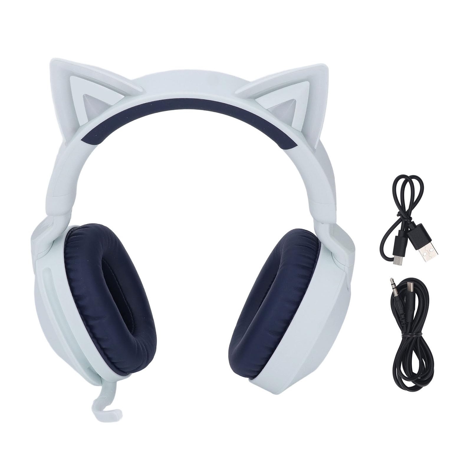 Yctze Cuffie Cat Ear, Cuffie Wireless Bluetooth 5.4, Effetti Luce LED 85dB Volume Pieghevoli Sopra L'orecchio con Microfono, Ideale per Bambini e Adolescenti (BLUE)