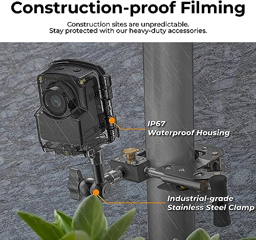 Image of Brinno BCC2000 Lite Construction Bundle, TLC2020 Time Lapse Camera Waterproof Housing ATH1000 & Mounting Clamp ACC1000P - HDR FHD, 99 Day Battery Life, Stainless Steel 360-Degree Rotating Tripod Arm