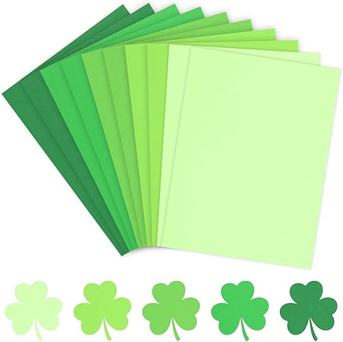 Whaline 50 hojas de 8.5 x 11 pulgadas de color verde surtido, 5 colores surtidos, papel de álbum de recortes para manualidades, manualidades,