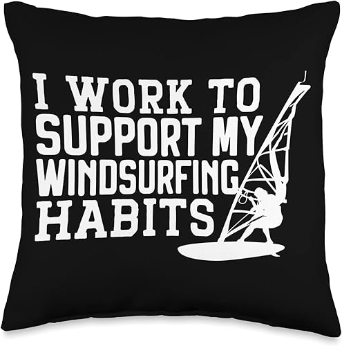 Surfer Windsurfer Windsurf Apparel Almohada para deportes acuáticos, tabla de surf, 16 x 16 pulgadas, multicolor