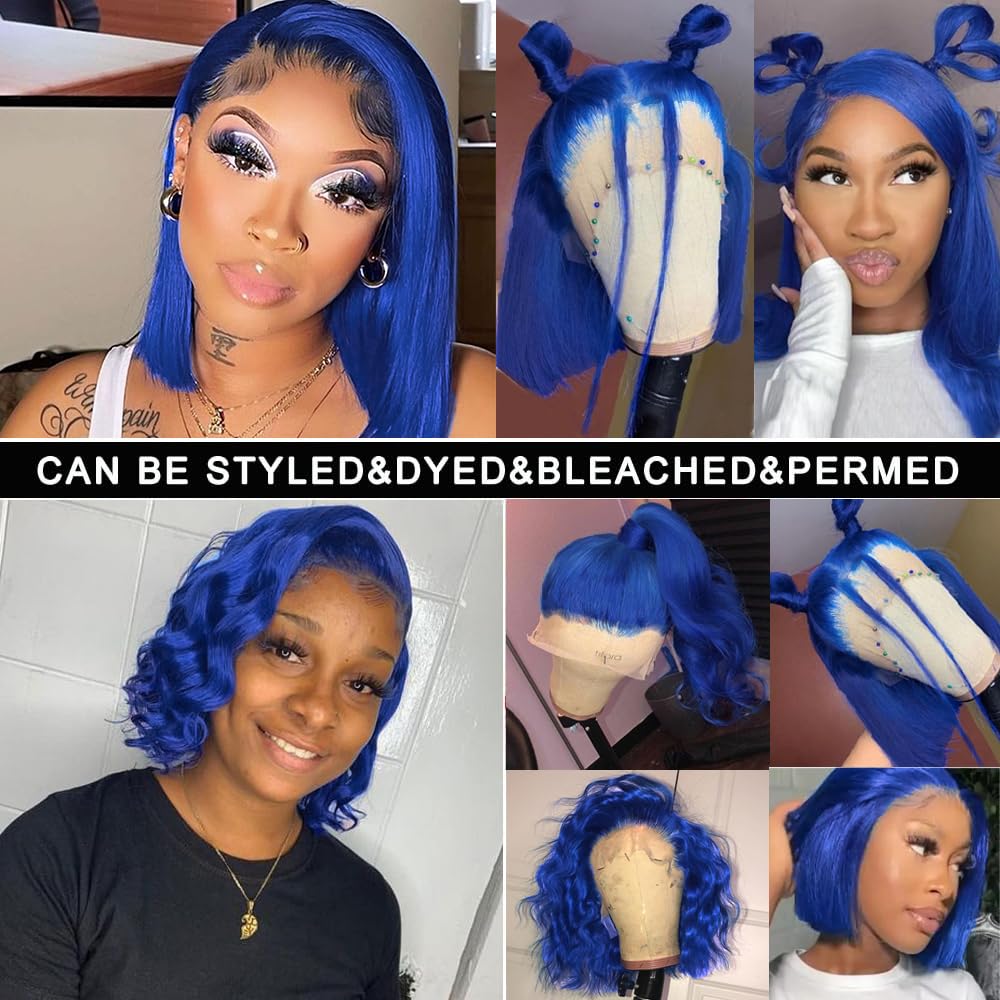 Amazon.com : Pre Plucked 13X4 Straight Glueless Blue Bob Wig 