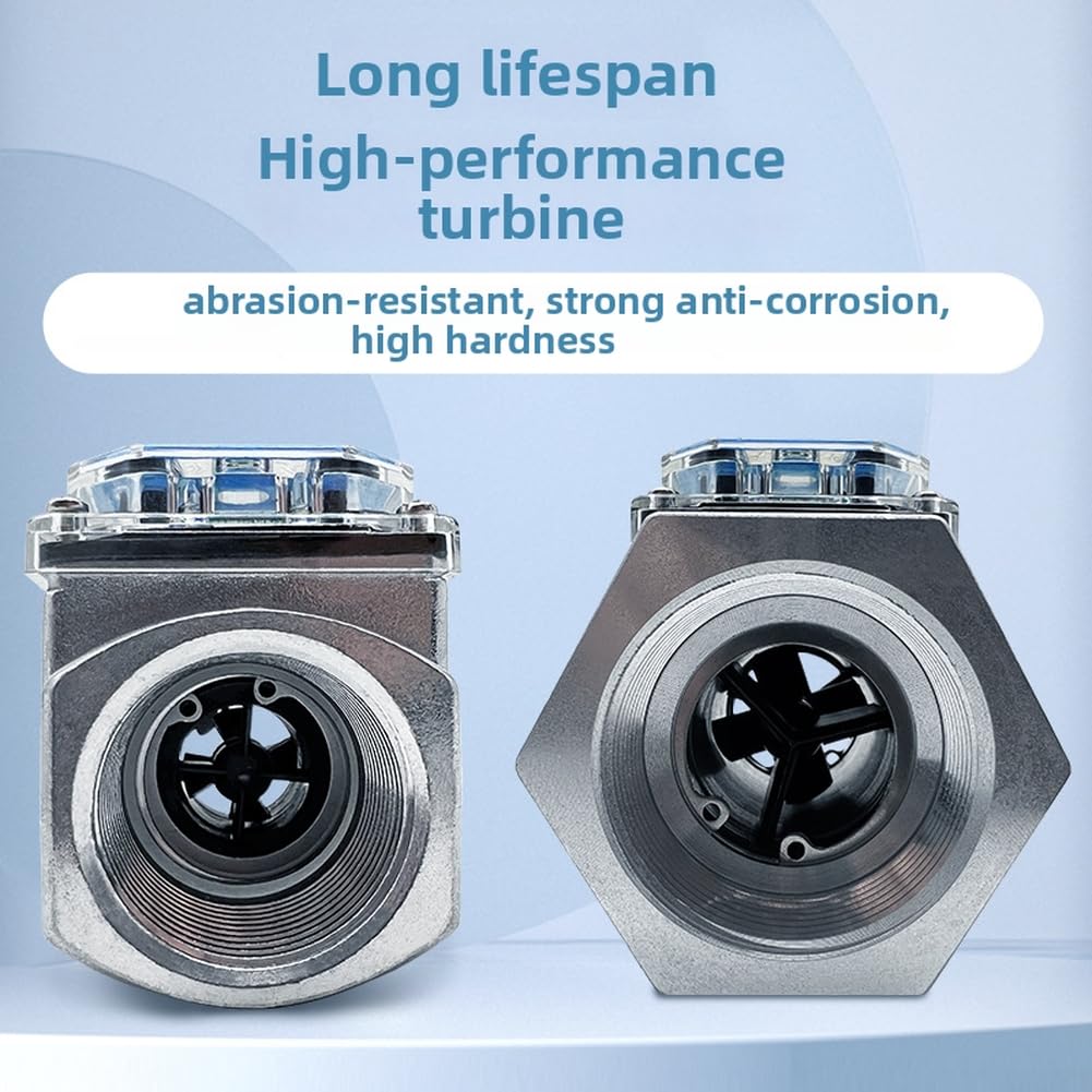 Medidor de flujo electrónico de turbina de alta precisión para agua diesel de queroseno con pantalla dual y cuerpo de acero inoxidable 304 (1,5 pulgadas)