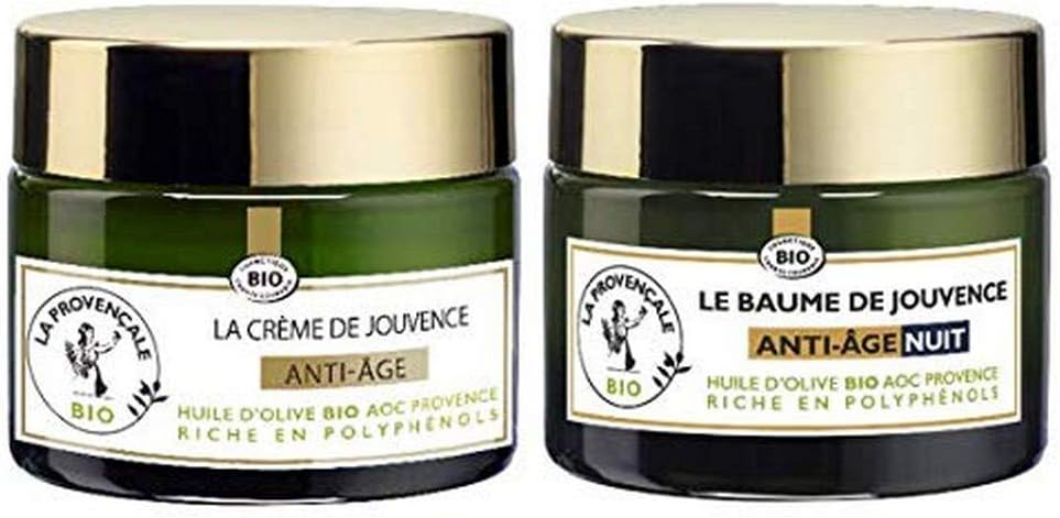 La Provençale - Valentine's Day - Routine: Anti-Ageing Youth Cream + Anti-Ageing Night Balm - Anti-Ageing Day Care + Anti-Ageing Night Care - Certified Organic - AOC Provence Olive Oil