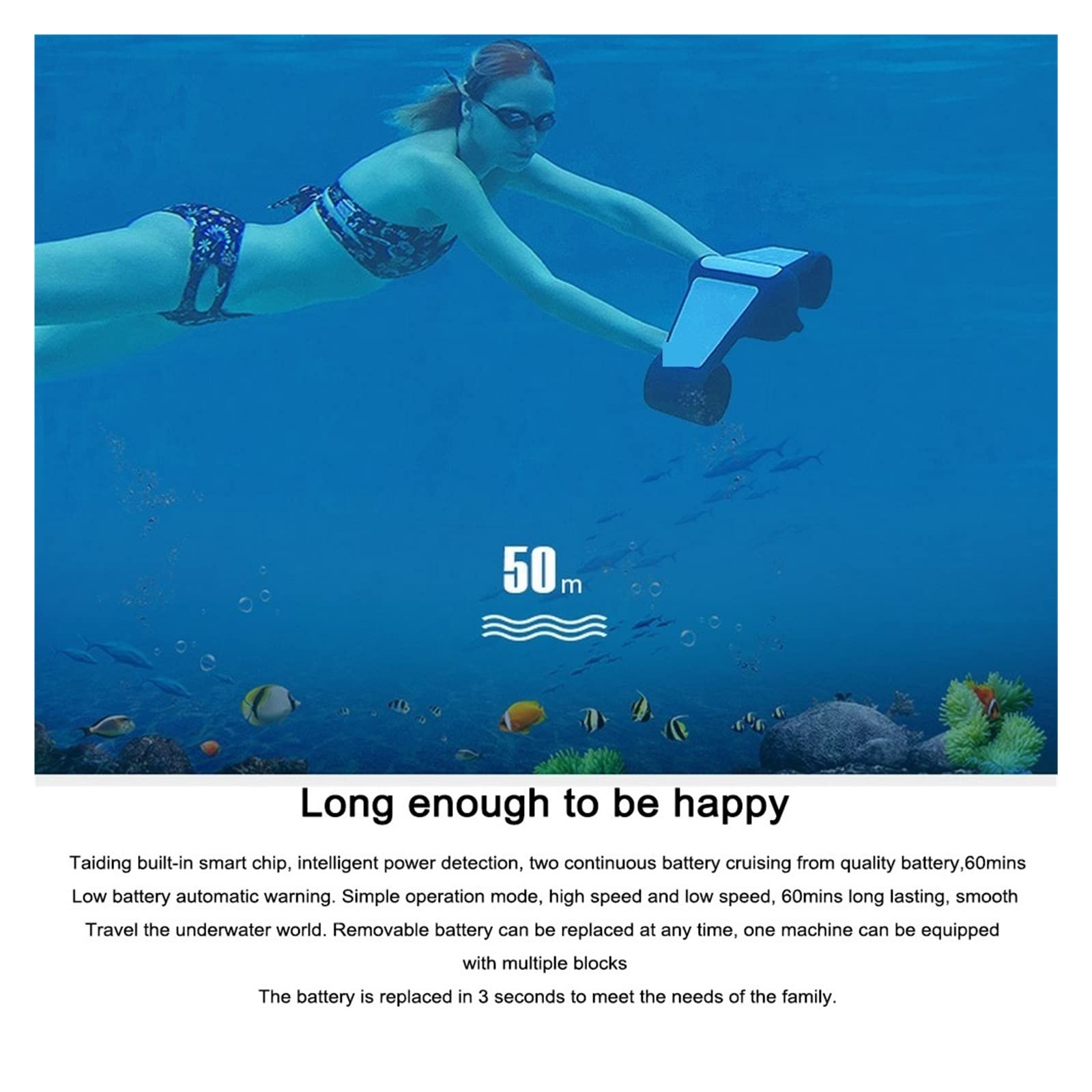 Scooter Subacqueo Elettrico Scooter Subacqueo Nuoto Attrezzatura Sportiva for Moto d'Acqua con Elica A velocità Regolabile Moto d'Acqua per Piscina
