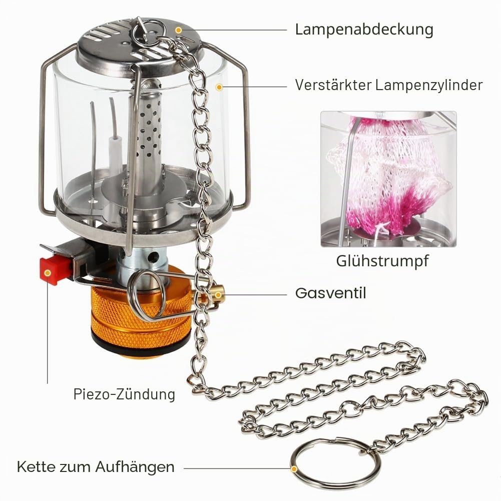 Outdoor Camping Gas Laterne Piezo Zündung Tragbare Mini Gas Zelt Lampe Licht Camping Ausrüstung Kochen Zubehör