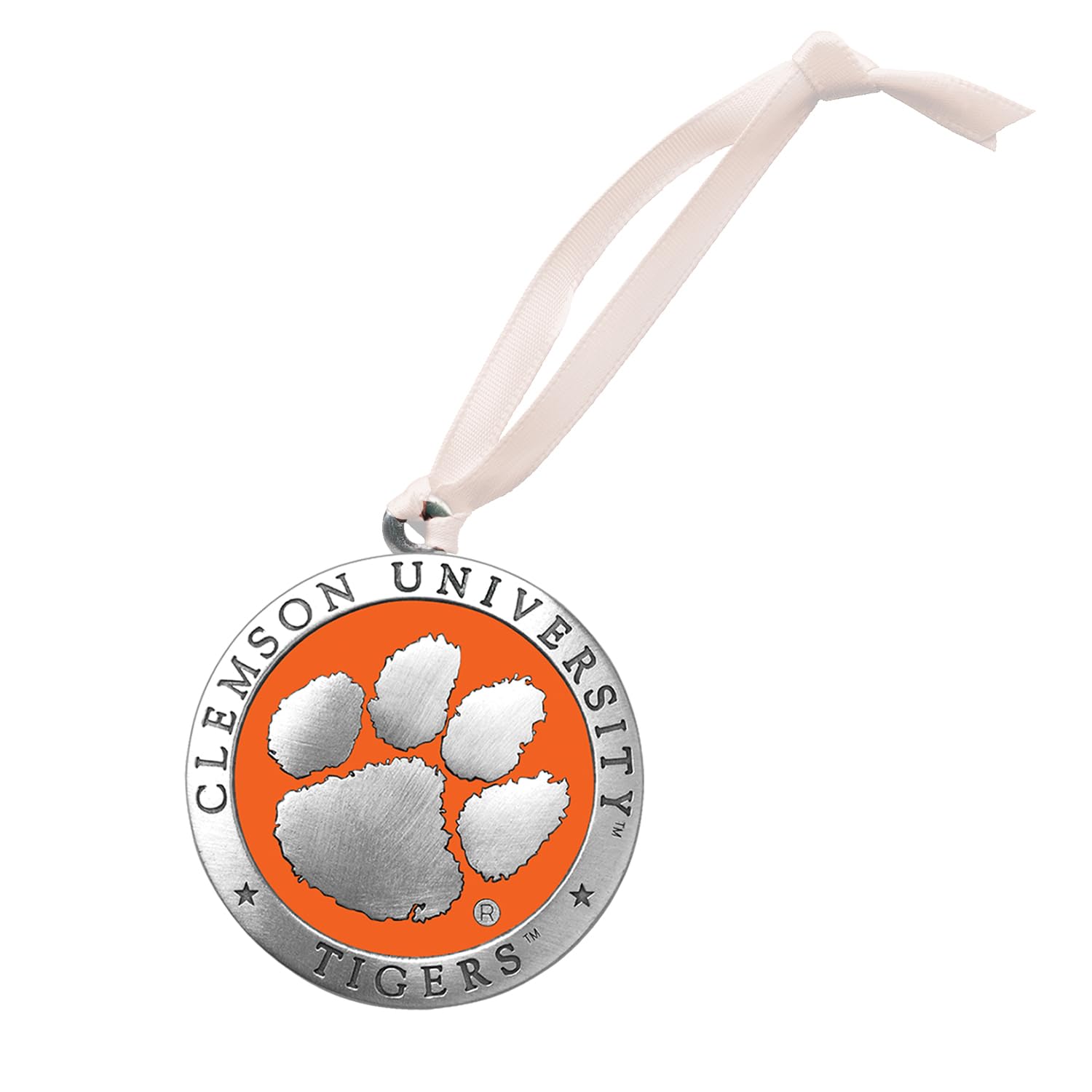 Clemson Ornament Non-Dated | Hand-Sculpted Christmas Tree Ornament | Intricately Crafted Metal Pewter Alma Mater Inlay