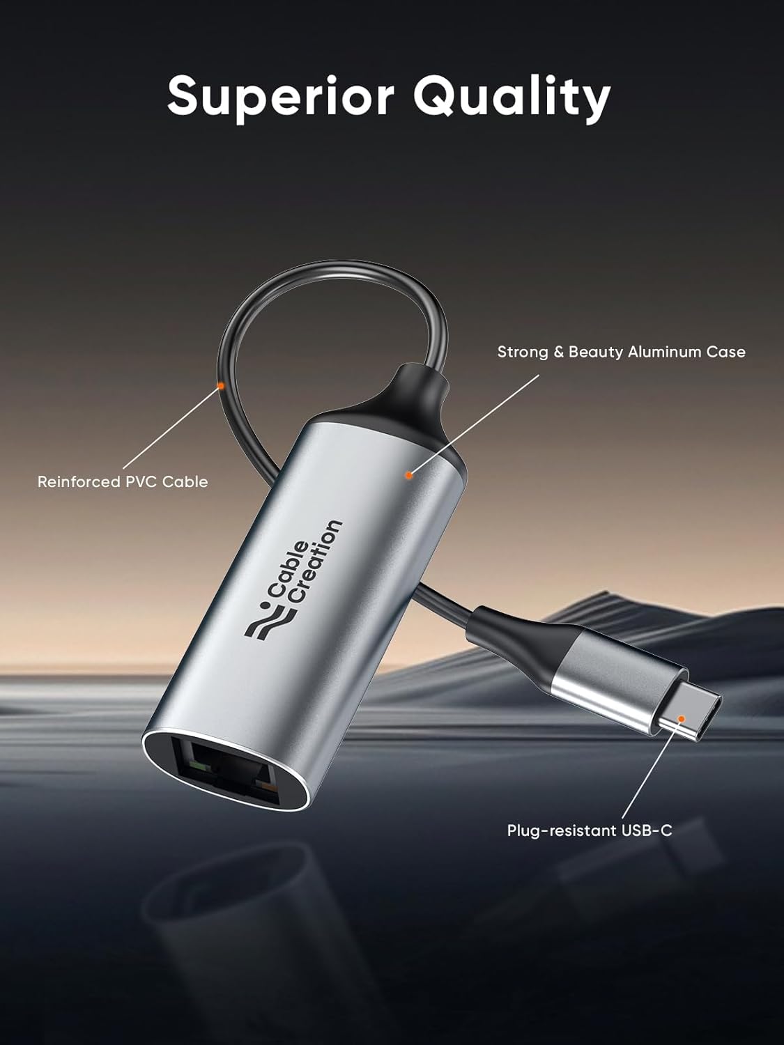 CableCreation 5Gbps USB C to Ethernet Adapter, 5Gbps Type C to RJ45 Network LAN Internet Adapter Compatible with MacBook, XPS, Thunderbolt 5/4/3, Other USB-C Devices