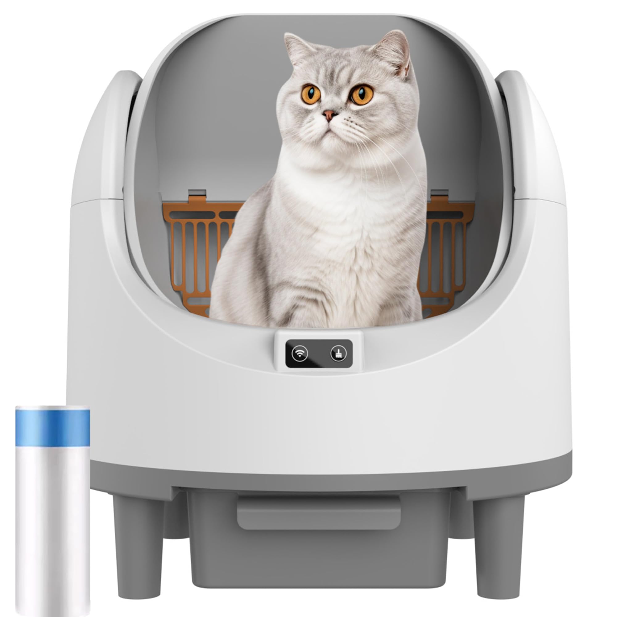 Arenero Autolimpiable para Gatos, 68L, Control por App - Silencioso y Seguro, Caja de Arena Automática con Protección Integrada, Ideal para Múltiples Gatos