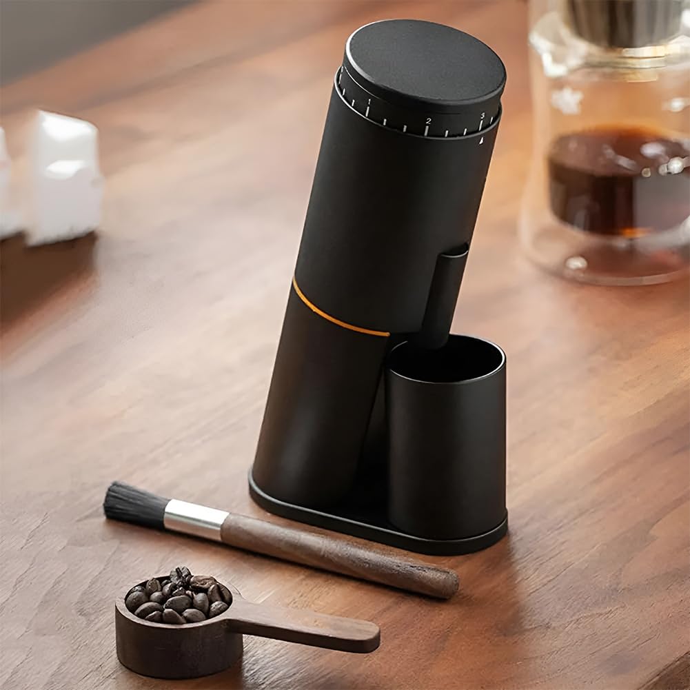 Mini molinillo de café eléctrico, pequeña máquina de café comercial hecha a mano, molinillo de café con rebabas automática ajustable, niveles de molienda múltiples, para granos de café, especias