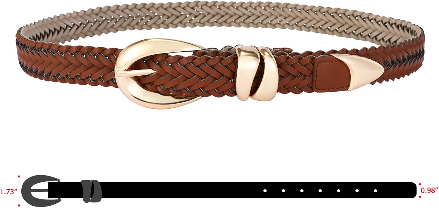 RISANTRY Leather Belt for Women Stylish Design with Gold Buckle Ladies Black Belt Perfect for Jeans Dresses
