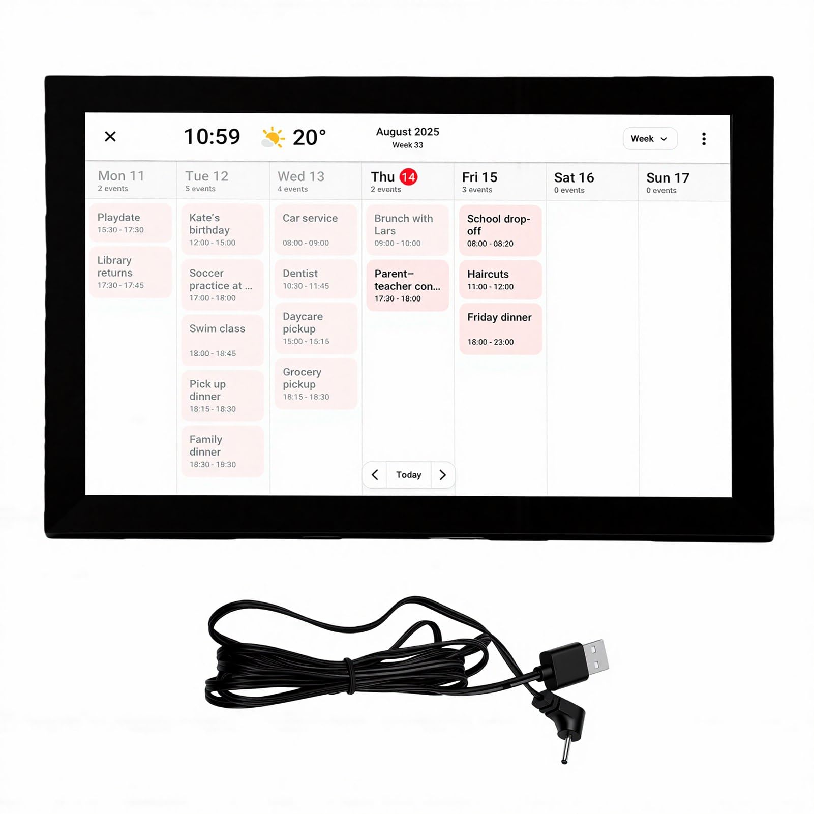 Naroote Calendario Digitale, Agenda Elettronica Intelligente da 10.1 Pollici con Schermo Tattile HD, Cornice Digitale, Agenda Familiare, Controllo tramite App, per Casa e Scuola