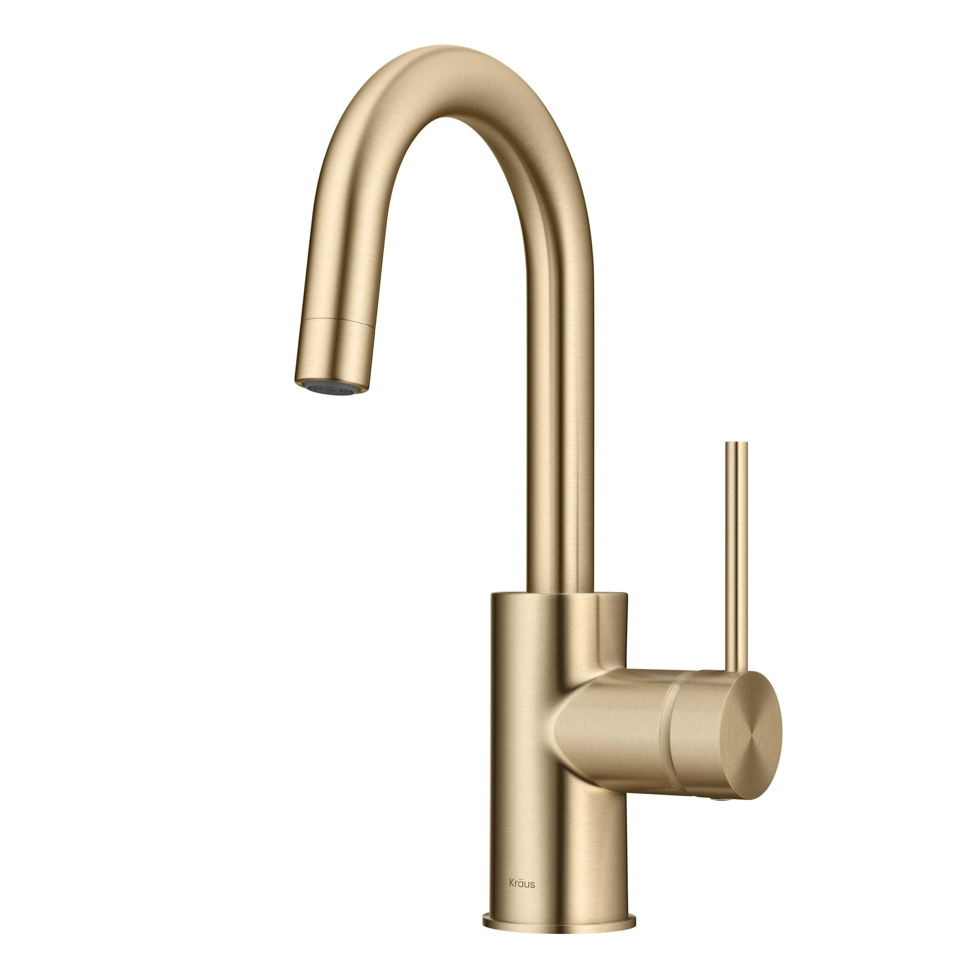 KRAUS Oletto Single Handle Kitchen Bar Faucet with QuickDock Top Mount Installation Assembly in Spot Free Antique Champagne Bronze, KPF-2600SFACB Spot-Free Antique Champagne Bronze Bar Faucet