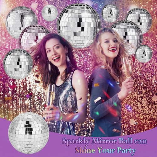 Sumind 50 Pcs Disco Balls Decor Silver Mirror Disco Balls Hanging Decor Assorted Reflective Wedding Dance Music Festivals for Christmas Stage Club Ballroom Hall Prop (1.2'',2'',3.2'',4'') by Sumind - Image 3