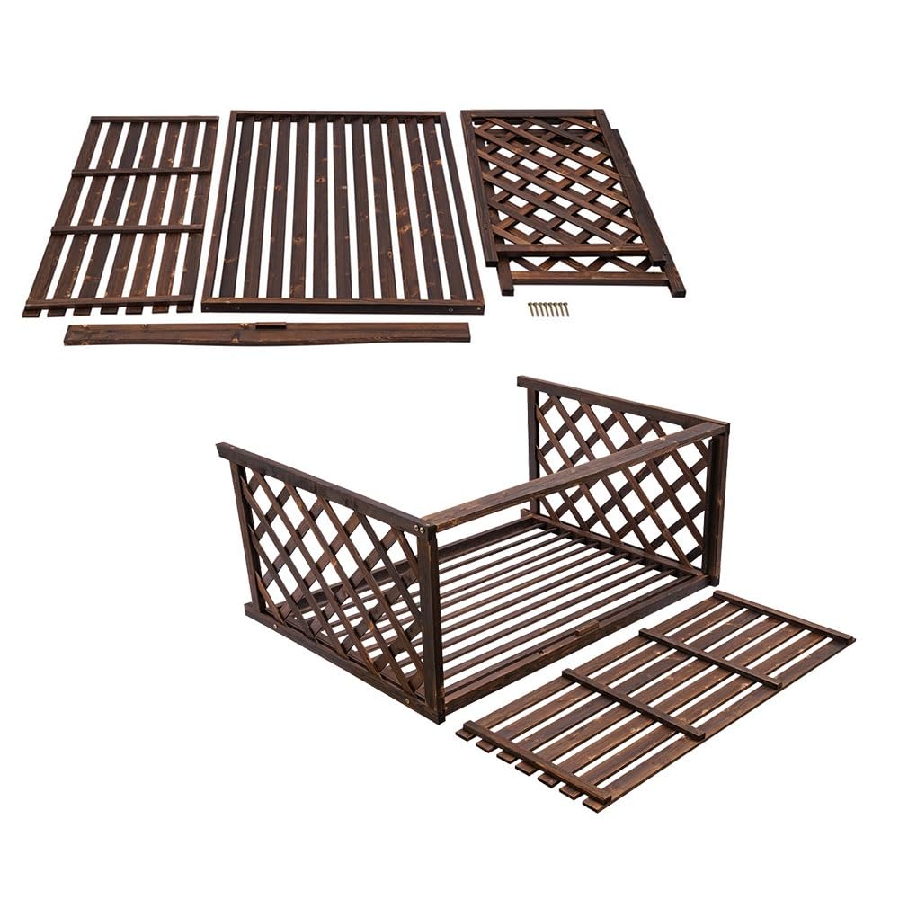 Pianta in legno resistente alle intemperie per condizionatori d'aria e pompe di calore, antiruggine, griglia esterna in resina Corros (115 x 54 x 95 cm) - ideale per uso esterno e protezione