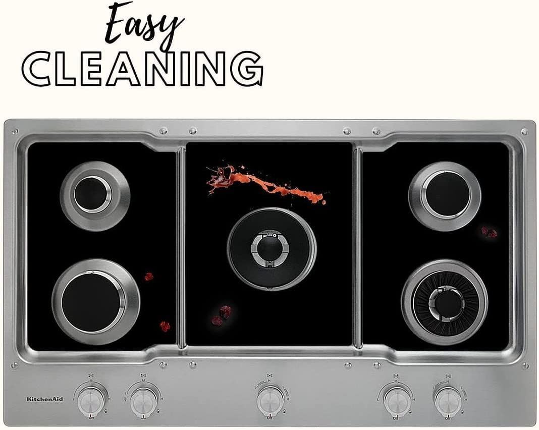 Premium Plus Stove Protectors for KitchenAid Gas Range Model KCGS550ESS01, Custom Cut, Easy to Clean Stove Liner, Made in the USA.