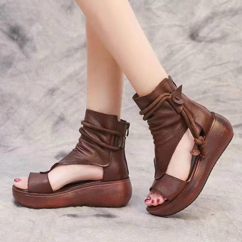 Women's large-size high-top sandals, casual fashionable and breathable, for outdoor wear in summer.