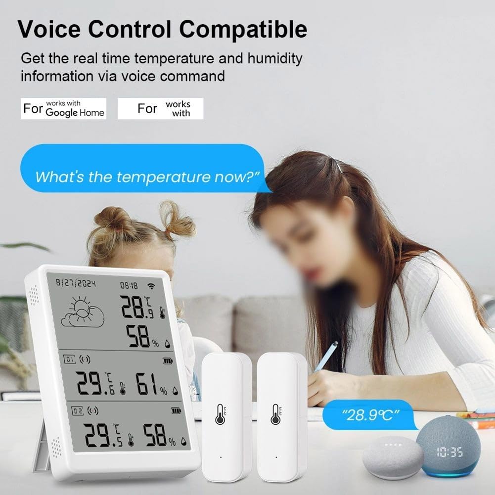 Monitor di temperatura e umidità WiFi, sensore wireless di temperatura e umidità, con monitor remoto e allarme di notifica, per la casa (1 set (da 1 a 2)