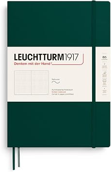 LEUCHTTURM1917 - Notebook Softcover Composition B5-123 Numbered Pages for Writing and Journaling (Forest Green, Dotted