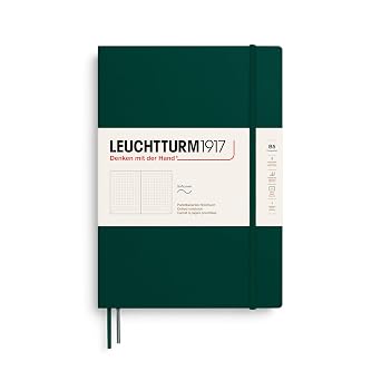 LEUCHTTURM1917 - Notebook Softcover Composition B5-123 Numbered Pages for Writing and Journaling Forest Green, Dotted