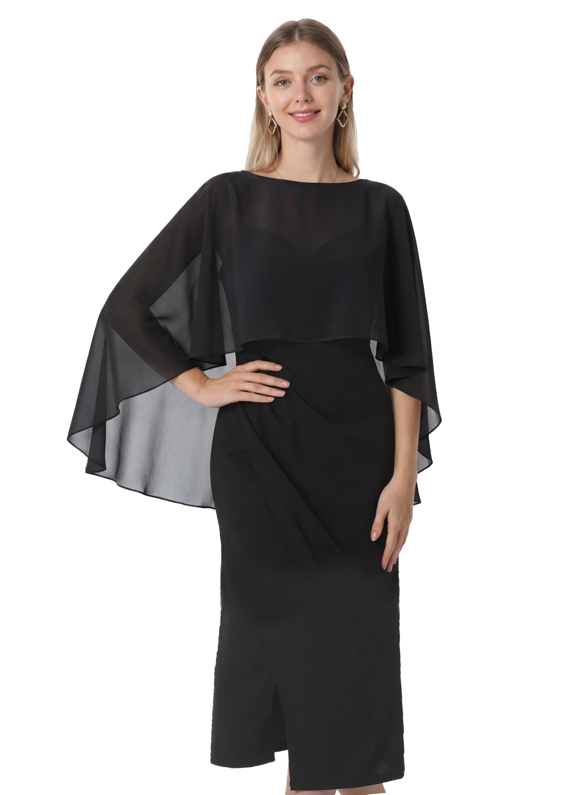 cape to wear over formal dress Shawls and Wraps for Evening Sheer Chiffon Capelets for Women Collection: REACTIVE