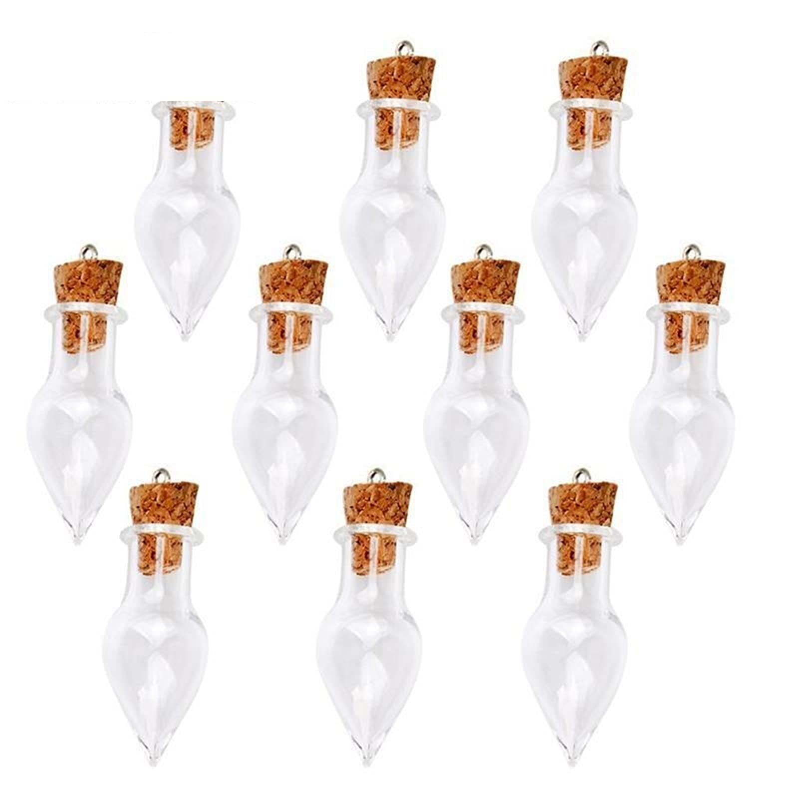 Petites bouteilles en verre avec bouchon de liège d'habitude pour pendentifs DIY x10