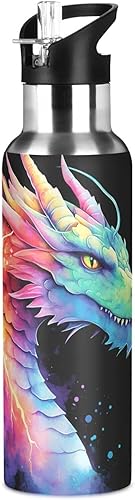 Vista 37 de Botella de agua amarilla para niños y niños, con aislamiento de acero inoxidable, para agua fría y caliente, con tapa con pajilla, para deportes