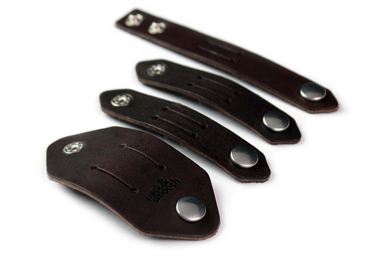 Pack & Smooch Cable Organizer Set Cable Management Ties 100% Vegetable Tanned Leather - Made in Germany Dark Brown