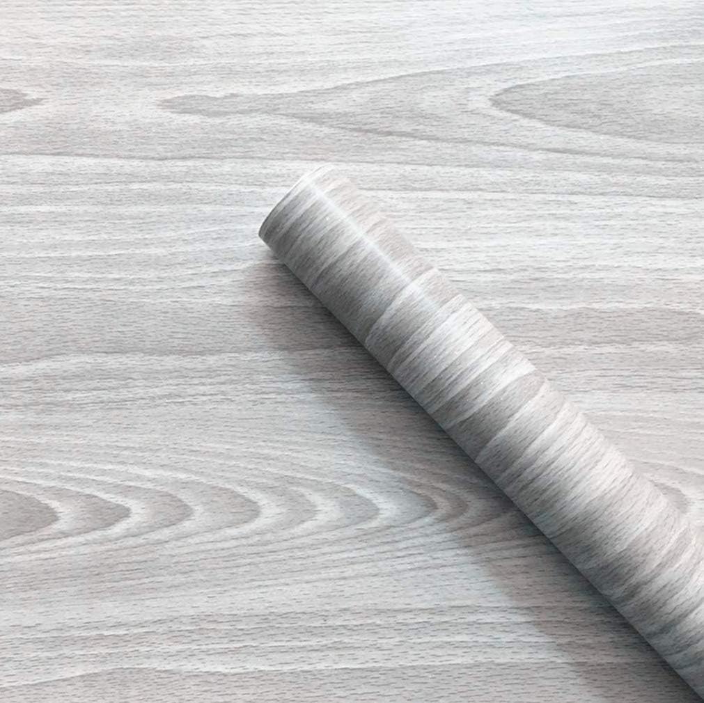 MESOAR Grey Wood Adhesive Paper Peel and Stick Wallpaper Cabinets Wardrobe Decorative Vinyl Sticker Grey Wooden Grain Film Vinyl Decal Roll,17.7inch by 130inch
