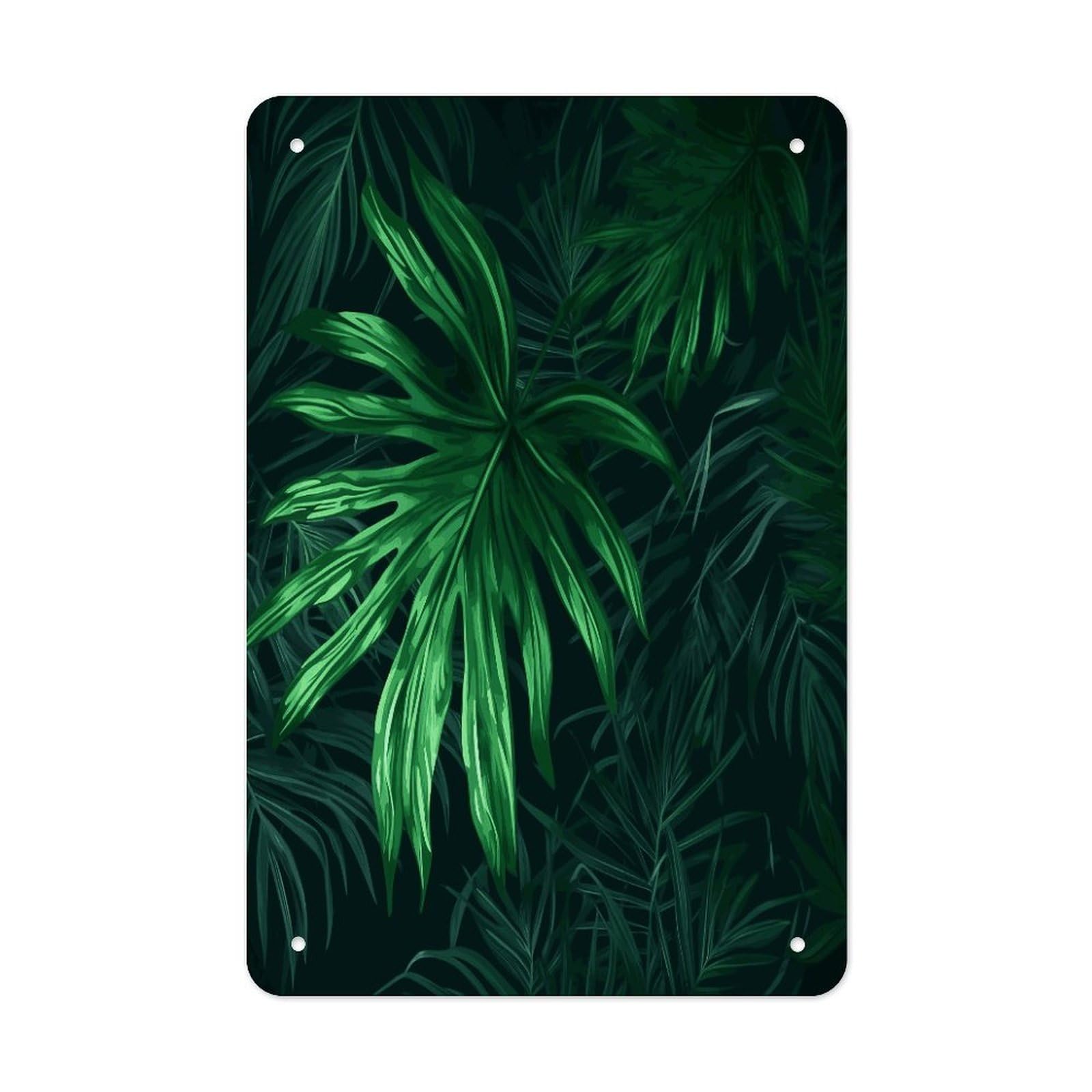 Btcowzrv Style Green Tropical Jungle Plant Metal Tin Sign Wall Decor Hanging Plaque