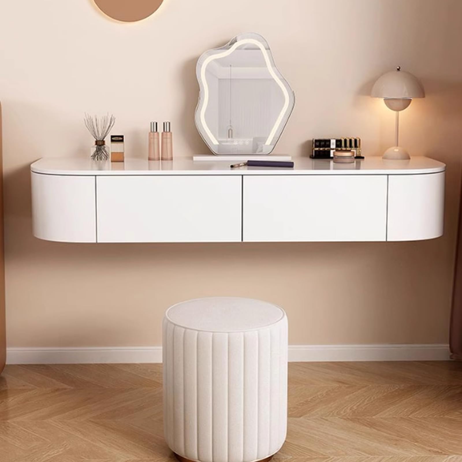 modern floating dresser Amazon.com: Floating Makeup Vanity for Wall, White Corner Floating Desk  Dresser, Wall Mounted Floating Dressing Table with Storage, Small Wood  Vanity Desk with Mirror and Lights, Bedside Vanity with Shelf Bedroom :