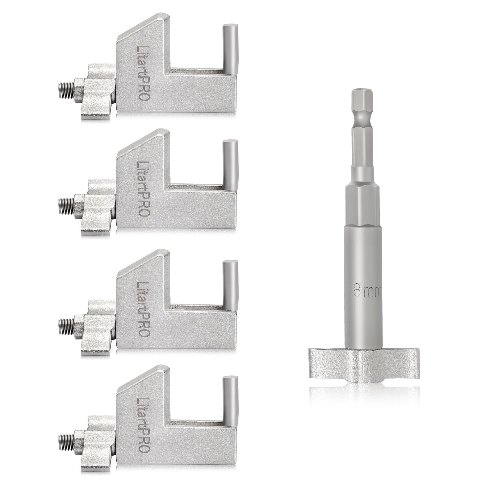 LitartPRO 304 Steel Hose Pincher, 4PCS Hose Pinch Clamp Pliers, Flexible Fuel Gas Brake Line Clamp, Up to 1 Inch, Butterfly Type Hexagonal Nut