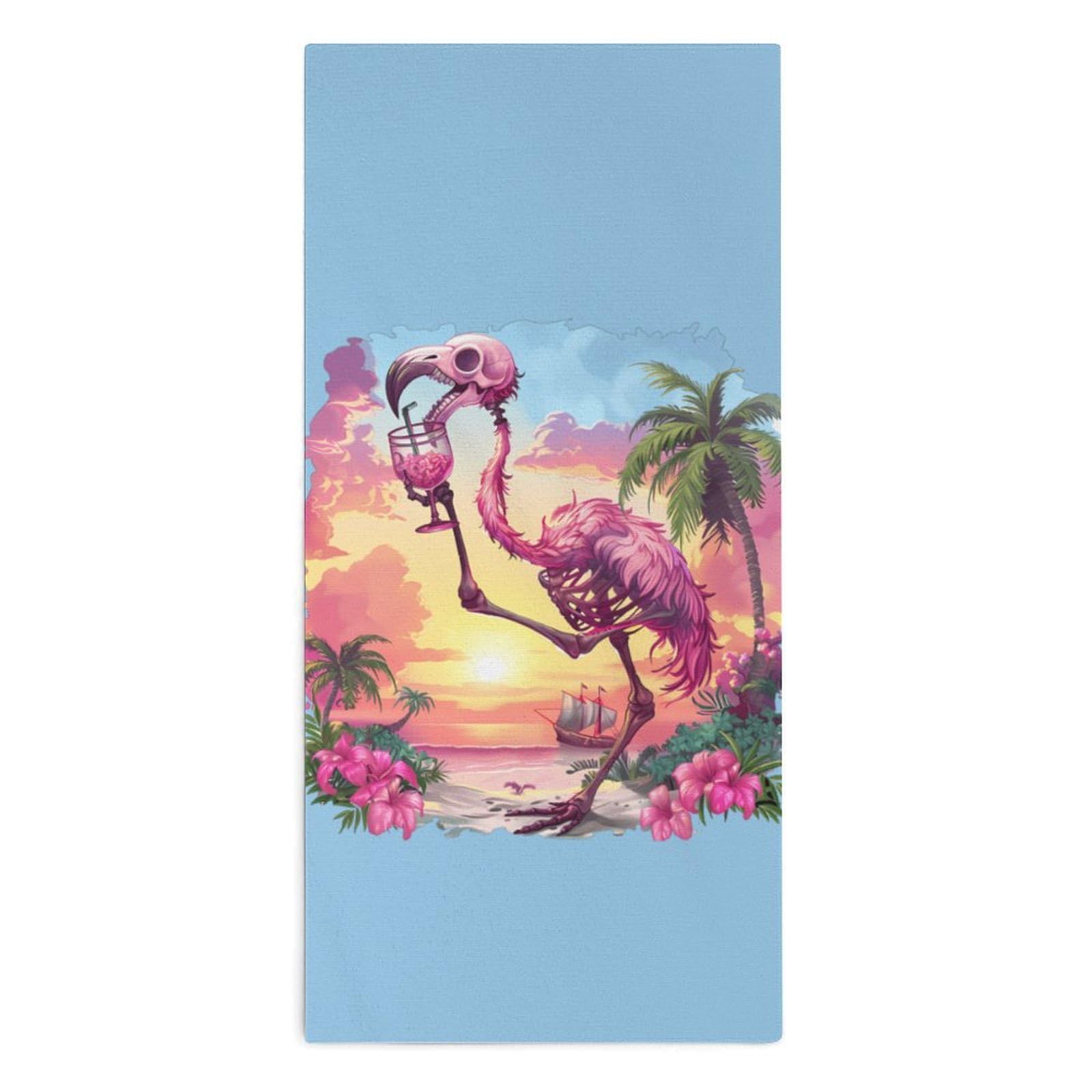 TXFBTRFSA Tropical Skeleton Flamingo Hand Towels for Adult Face Towel Bath Beach Swim Accessories