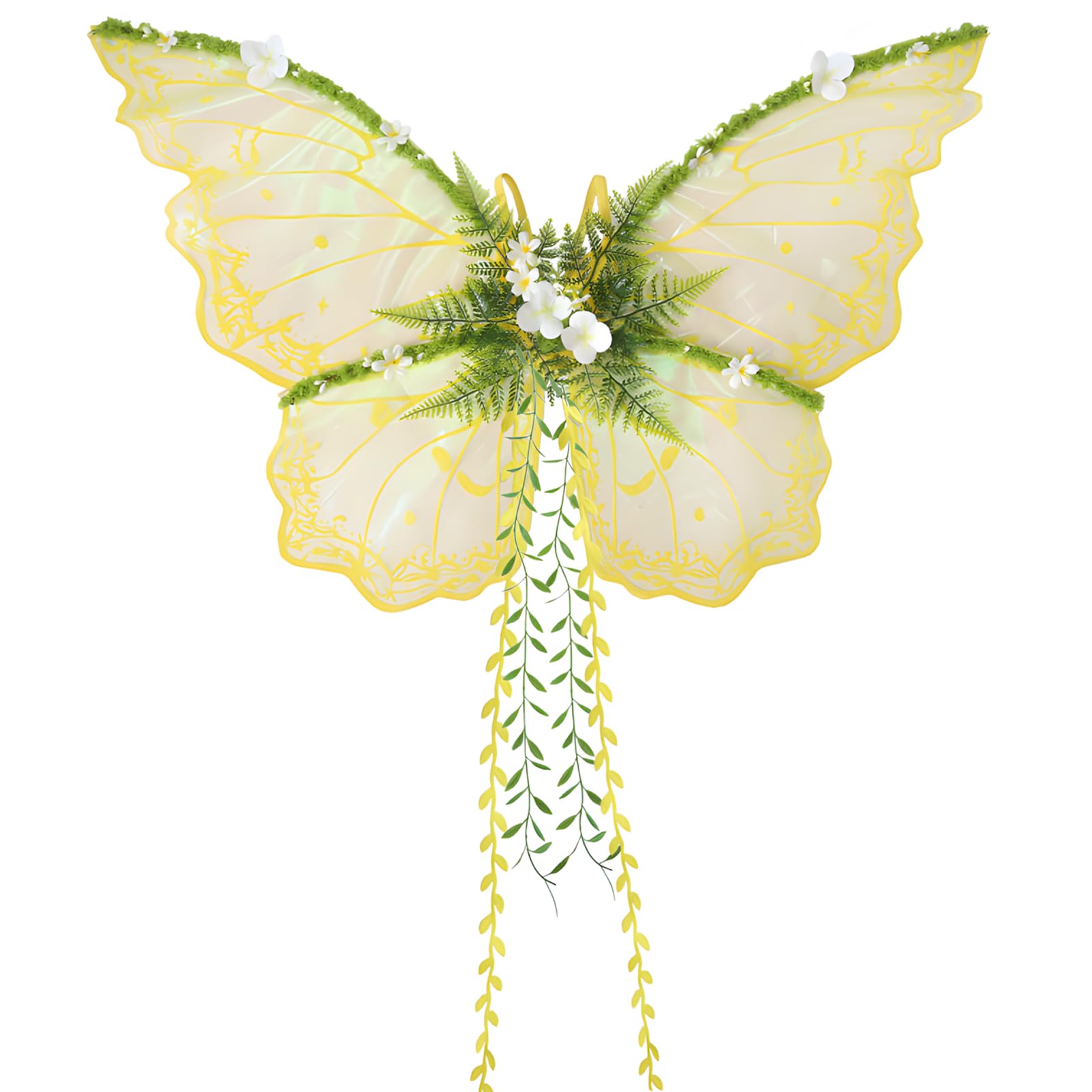 Snycler Fairy Wings for Adults and Girls, Fairy Costume Willow Leaf Butterfly Ideal for Carnival Photo Props Cosplay Costume Party -Yellow โ image 1