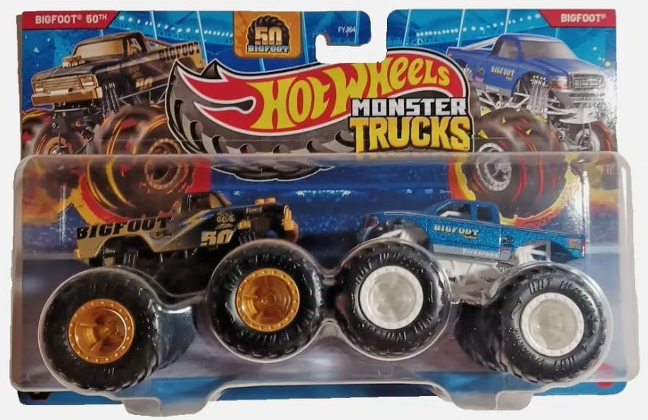 Hot Wheels Monster Trucks Bigfoot 50th vs Big Foot Classic Demolition Doubles Diecast 1:64 Scale
