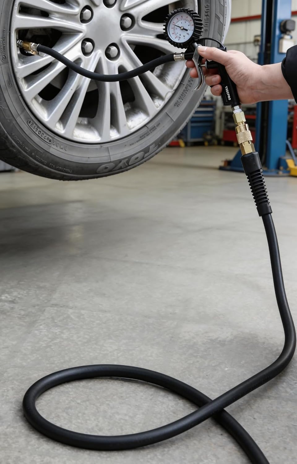 3/8" Hybrid Air Hose 150ft,1/4"MNPT Fittings,Heavy Duty Air Compressor Hose,Non-Kinking, Lightweight, Flexible In Extreme Cold Weather, Excellent UV, Oil and Abrasion Resistant,300 PSI