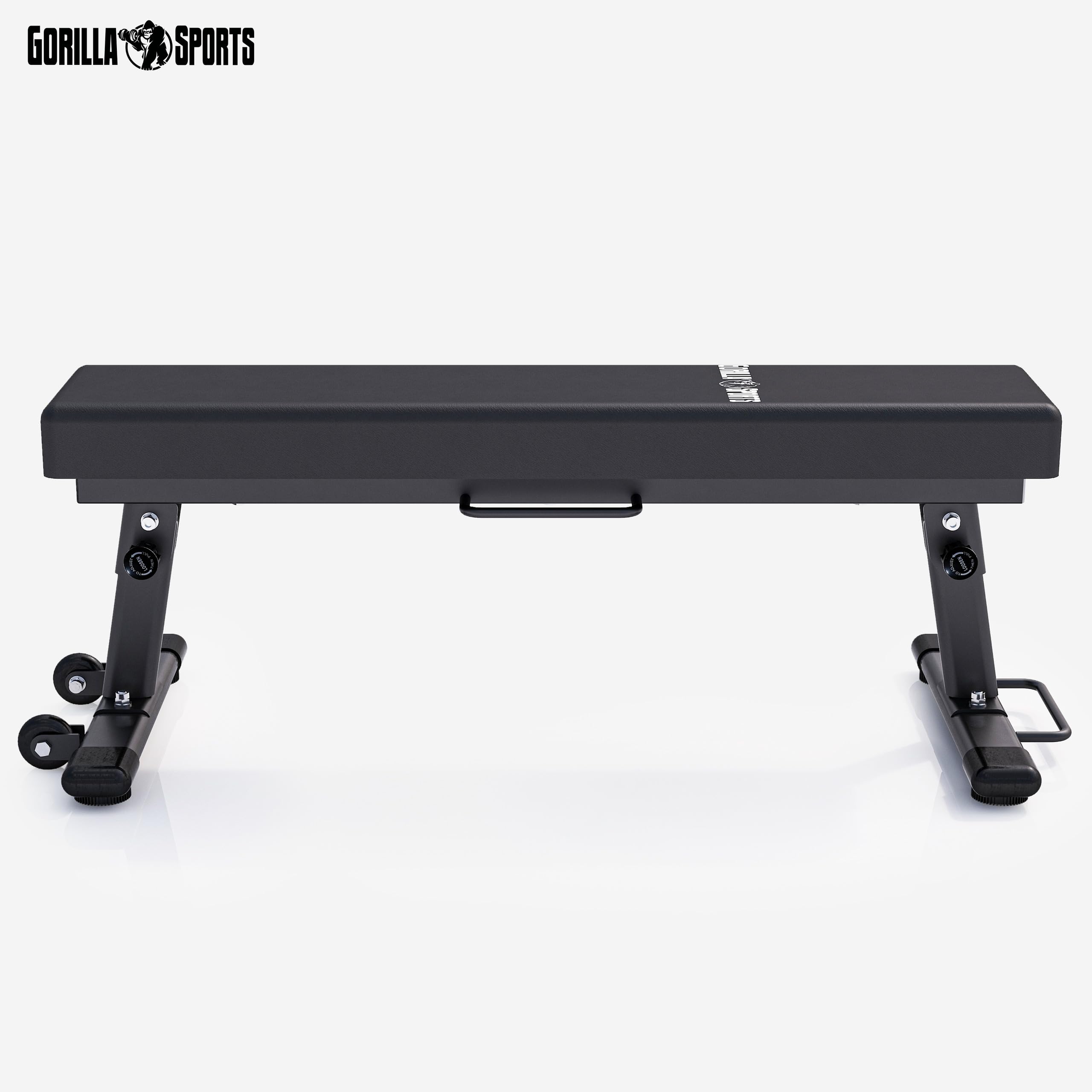 GORILLA SPORTS® Panca Palestra Pieghevole - Piana, Richiudibile, 121x41x43 cm, Carico Max. 400 kg - Panca Pesi, Allenamento, Bodybuilding, Fitness, Sollevamento Pesi, Powerlifting