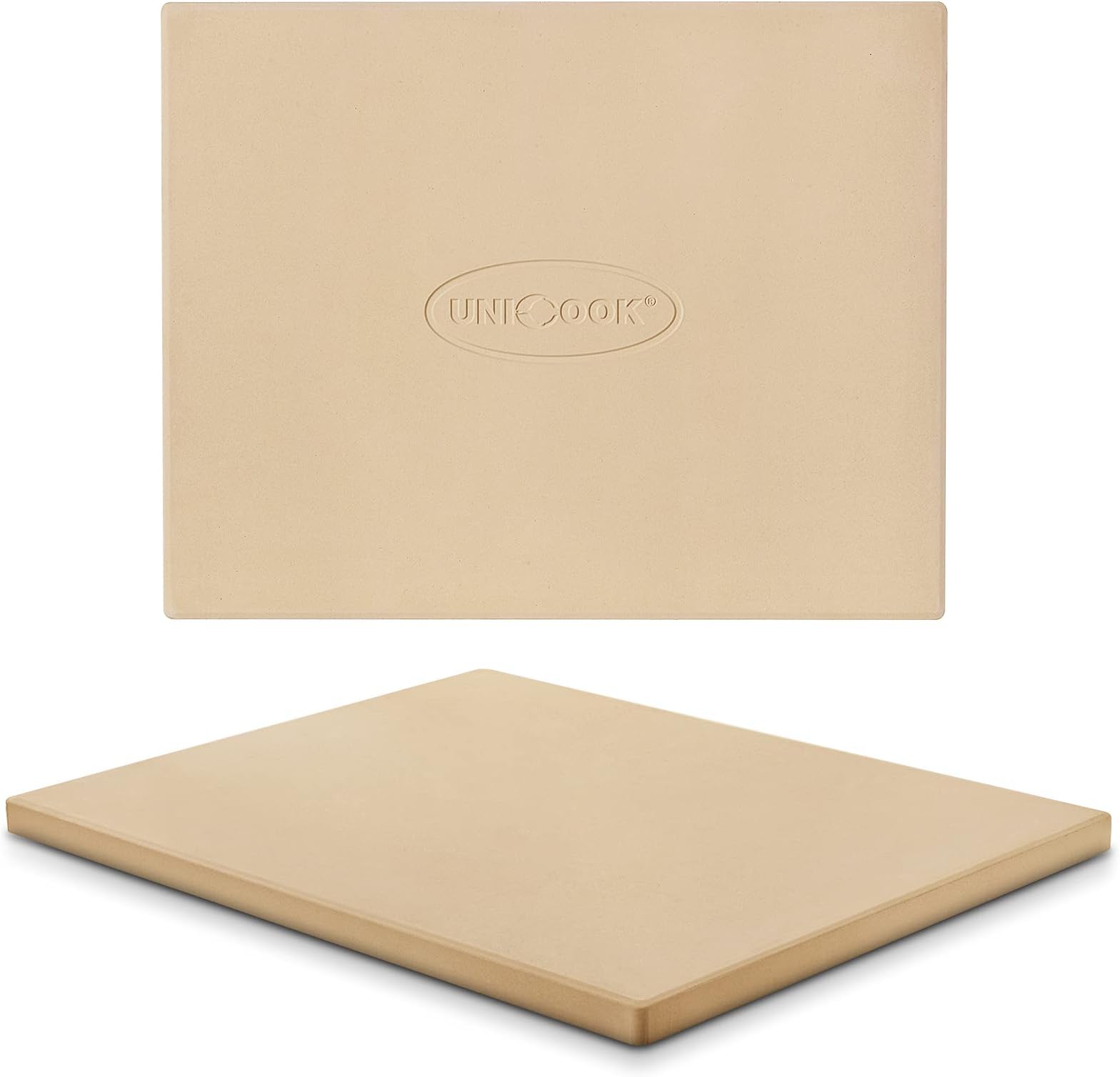 UNICOOK Heavy Duty Ceramic Pizza Grilling Stone, Baking Stone, Pizza Pan, Perfect for Oven, BBQ and Grill, Thermal Shock Resistant, Durable and Safe, 15x12 Inch Rectangular, 6.6Lbs