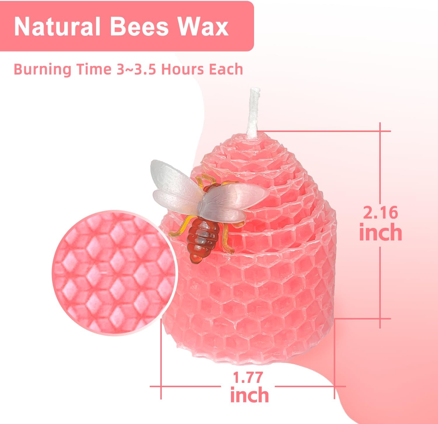 Small Beeswax Candles 12 Pack, Cute Bee Candle with Little Bee Item Décor for Bee Themed Party Favors, Ideal for Baby Girl Baby Shower Thank You Gifts, Pink