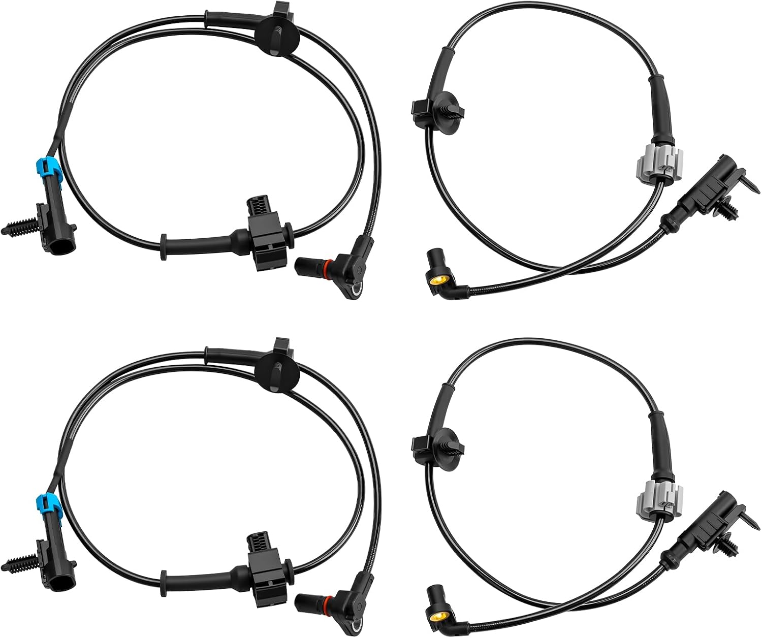 ABS Wheel Speed Sensor Front Rear Left Right Fits for 2007-2014 Chevy Suburban 1500 Tahoe, 2007-2013 Silverado 1500 Avalanche GMC Sierra, 07-14 GMC Yukon XL Cadillac Escalade, 15229012 15121067, 4PCS