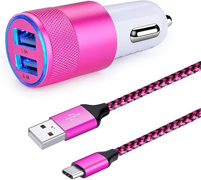 USB Typc C Car Charge,HUHUTA Dual Port Car Charger Plug with 6ft USB C Charger Cable Replacement for Samsung Galaxy S10/S9/S8 Plus,MacBook,LG G6 V20 G7 V30 V40, Google Pixel,Nexus 6P 5X
