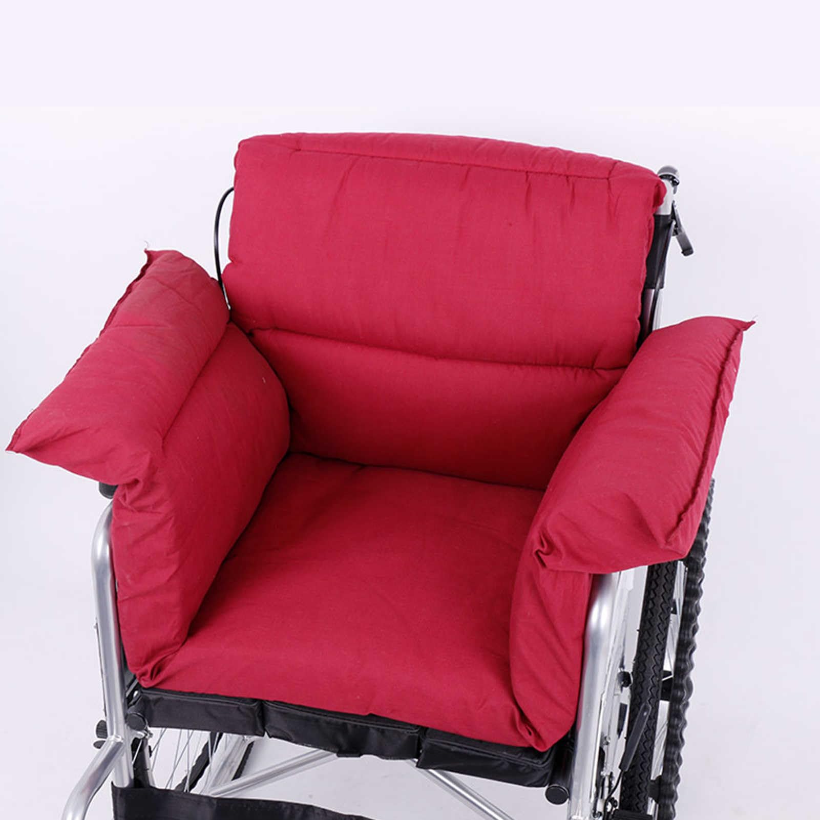 Cojín para silla de ruedas con soporte de espalda integrado, superficie lavable para mayor comodidad y postura