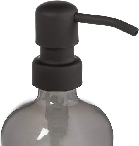 Miniatura 2 de Dispensador de jabón de vidrio con bomba de metal color gris ahumado gris Black Pump 16 onzas