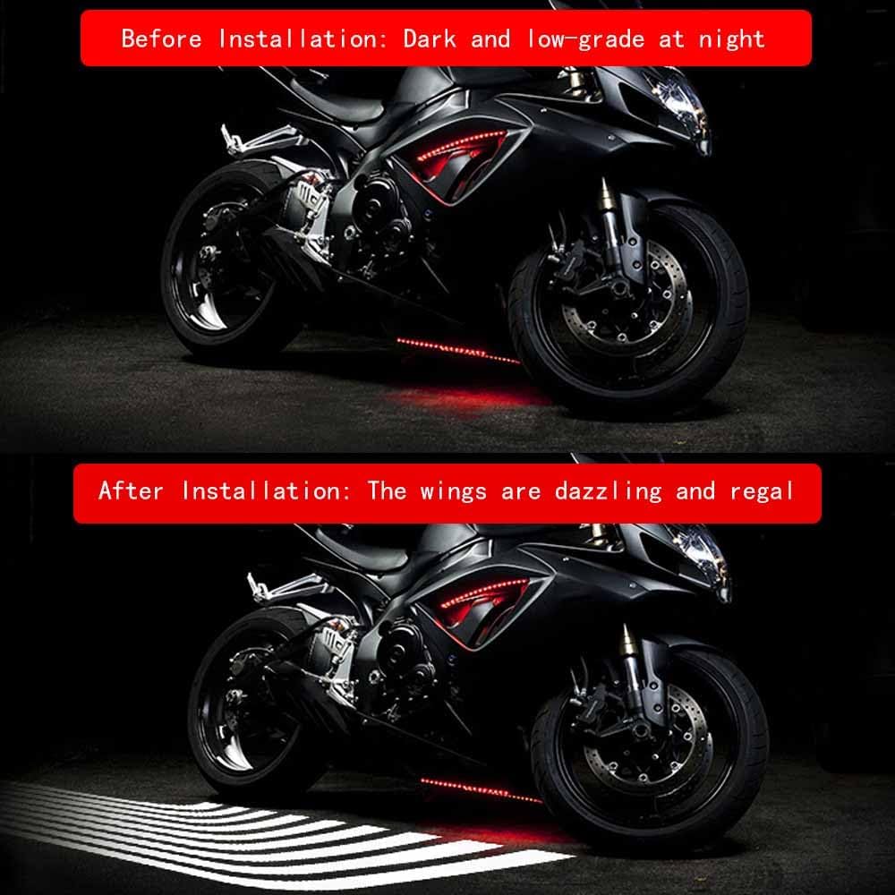 2 PCS Motorcycle LED Light for Triumph Tiger 1200 2nd Generation 2018–2021 Universal Motorcycle Projector Lights Angel-Wings Waterproof Motorcycle Projection Light Underglow Neon Light